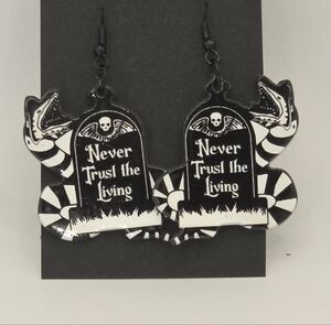 Beetlejuice Never Trust The Living Hook‎ Earrings HypoAllergenic Handmade